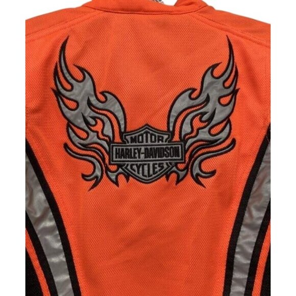 Harley-Davidson Women's Mesh Motorcycle Jacket Orange/Black/Silver Size Small Pr - Picture 3 of 3